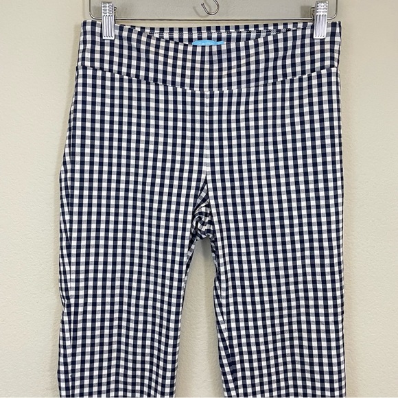 J. McLaughlin Masie Gingham Plaid Slim Straight Leg Pull On Pants Navy Size 4 - Picture 4 of 9